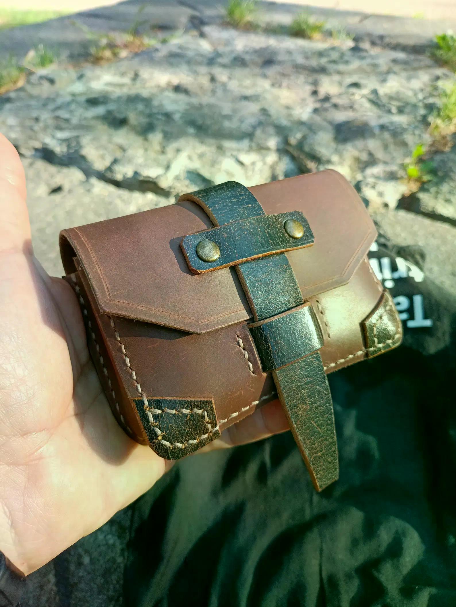 Handmade Brown Leather Belt Pouch